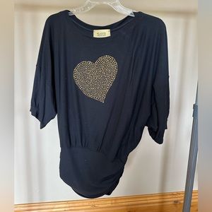 St. John black blouse with cinched bottom